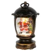 Antique Brushed Starry Lantern With Light Up Santa Scene Spinning Glitter Waterglobe