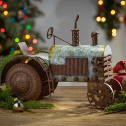 Antique Galvanized 14.2-In Metal Tractor