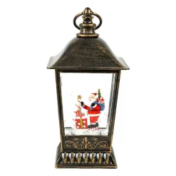 Antique Lantern With Led Light Up Santa Scene