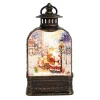 Antique Lantern With Led Light Up Santa With Toy Sack Scene Spinning Glitter Waterglobe