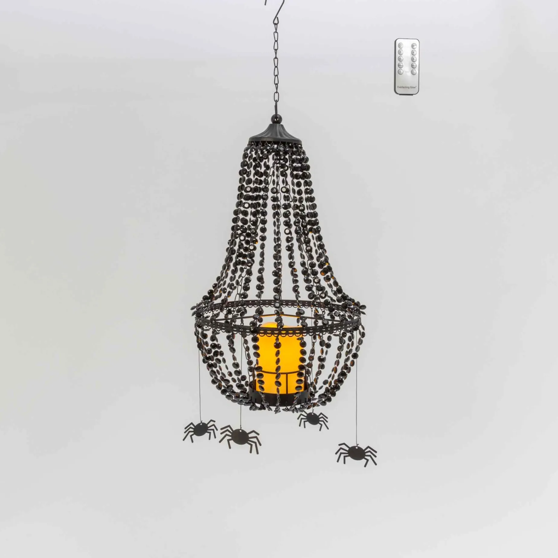 Black Crystal Chandelier With 6 Spiders, Led Candle Remote
