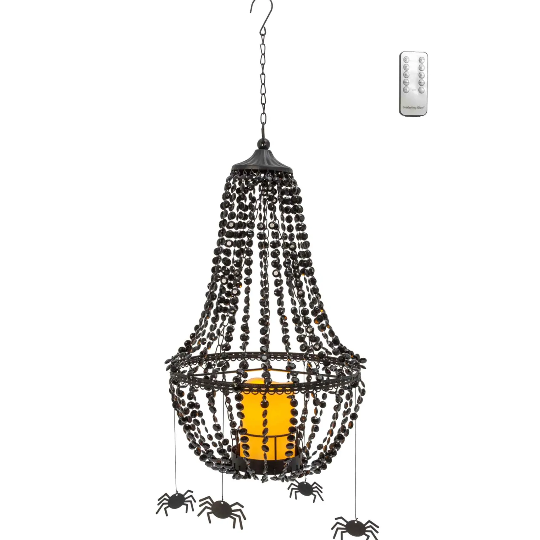 Black Crystal Chandelier With 6 Spiders, Led Candle Remote