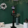 Black Snowing Outdoor Street Lamp With Animated Tree
