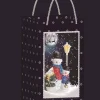 Blue Snowing Square Handbag With Snowman