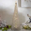 Elegant Glam Holiday Silver Lighted Jewel Cone Christmas Tree