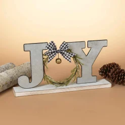 Farmhouse Joy Wood And Metal Tabletop Christmas Decor Sign