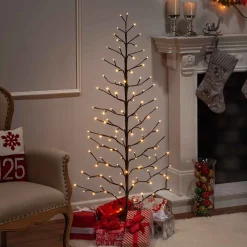 5 Foot Tall Brown Pre Lit Tree, 112 Warm White Leds