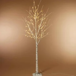 6 Foot Tall Prelit Birch Tree, Warm White Leds