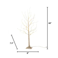 4 Foot Tall Prelit Birch Tree, Warm White Leds
