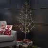 5 Foot Tall Silver Glowing Lighted Tree, Micro Leds