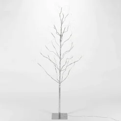 5 Foot Tall Silver Glowing Lighted Tree, Micro Leds