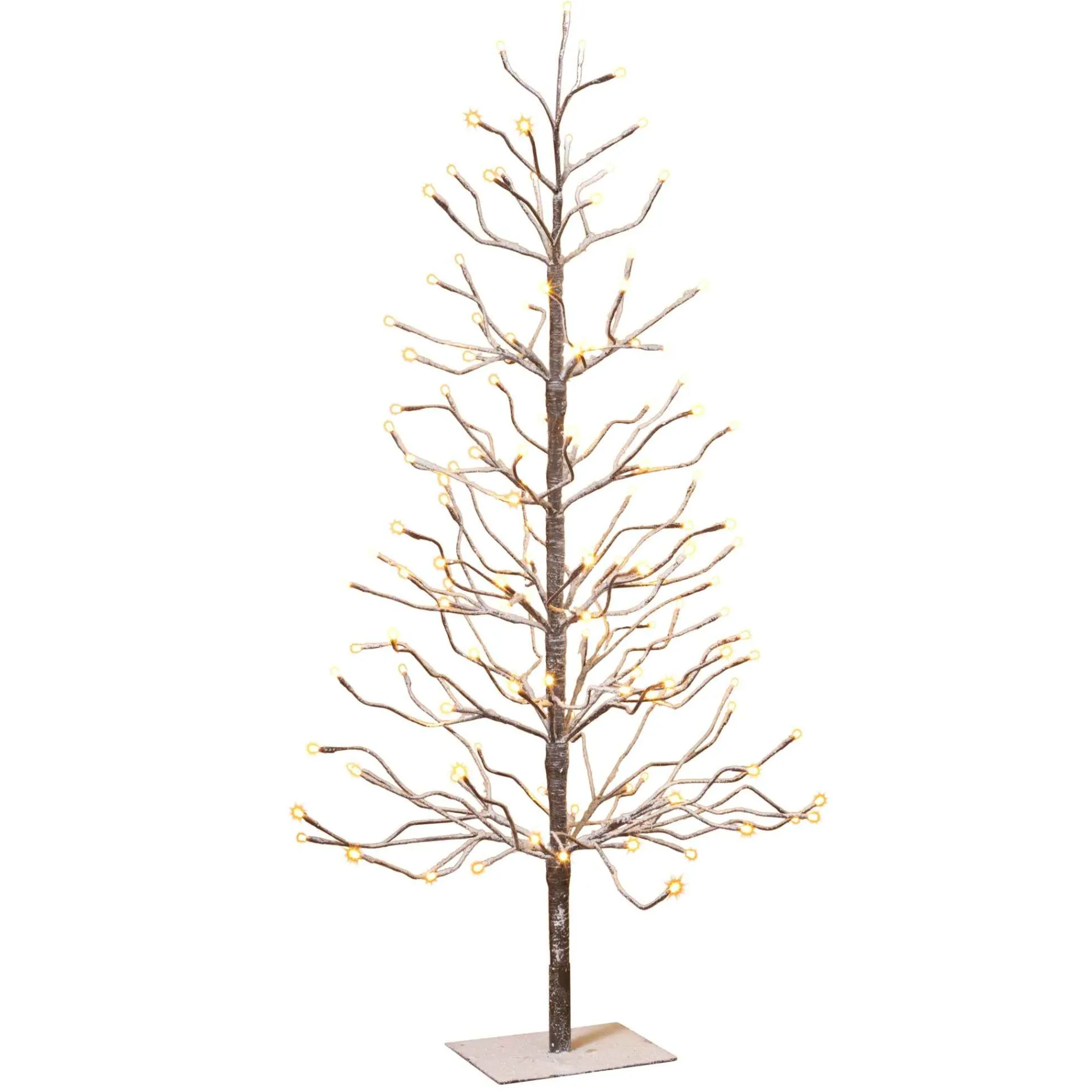 4 Foot Tall Snowy Brown Pre Lit Tree, 128 Warm White Leds