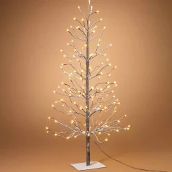 4 Foot Tall Snowy Brown Pre Lit Tree, 128 Warm White Leds