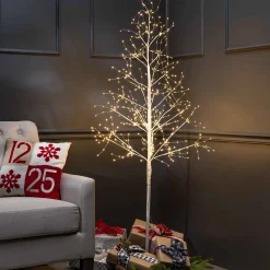 5 Foot Tall White Glowing Lighted Tree, Micro Leds