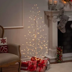 5 Foot Tall White Pre Lit Tree, 112 Warm White Leds