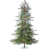 7.5Ft Natural Cut Portland Pine Christmas Tree With Dual Color 8-Function Changing Micro Led Lights