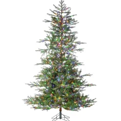 7.5Ft Natural Cut Portland Pine Christmas Tree With Dual Color 8-Function Changing Micro Led Lights