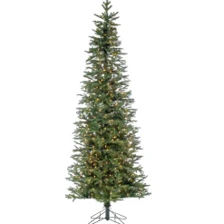 7.5Ft Pre-Lit Narrow Natural Cut Jackson Pine Christmas Tree With Clear Lights