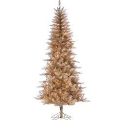 7.5Ft Pre-Lit Rose Gold Tuscany Tinsel Christmas Tree With Clear Lights