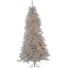 7.5Ft Pre-Lit Silver Curly Tinsel Christmas Tree With Clear Lights