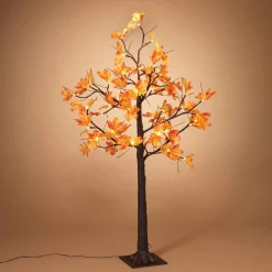 4Ft. Tall Electric Lighted Maple Leaf Tree With 48 Warm White Micro Led Lights