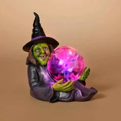 Halloween Lighted Witch With Magic Ball, Battery Operated