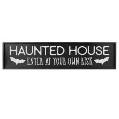 Haunted House Wooden Spooky Halloween Decor Wall Sign, 48 In.