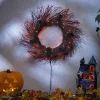 20 In Black Halloween Twig Wreath With Bats And Orange Leds