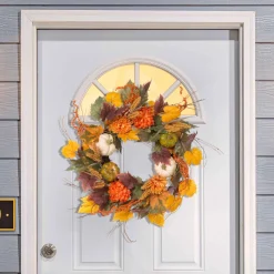 26-Inch Diameter Harvest Wreath With Pumpkin And Berry Accents