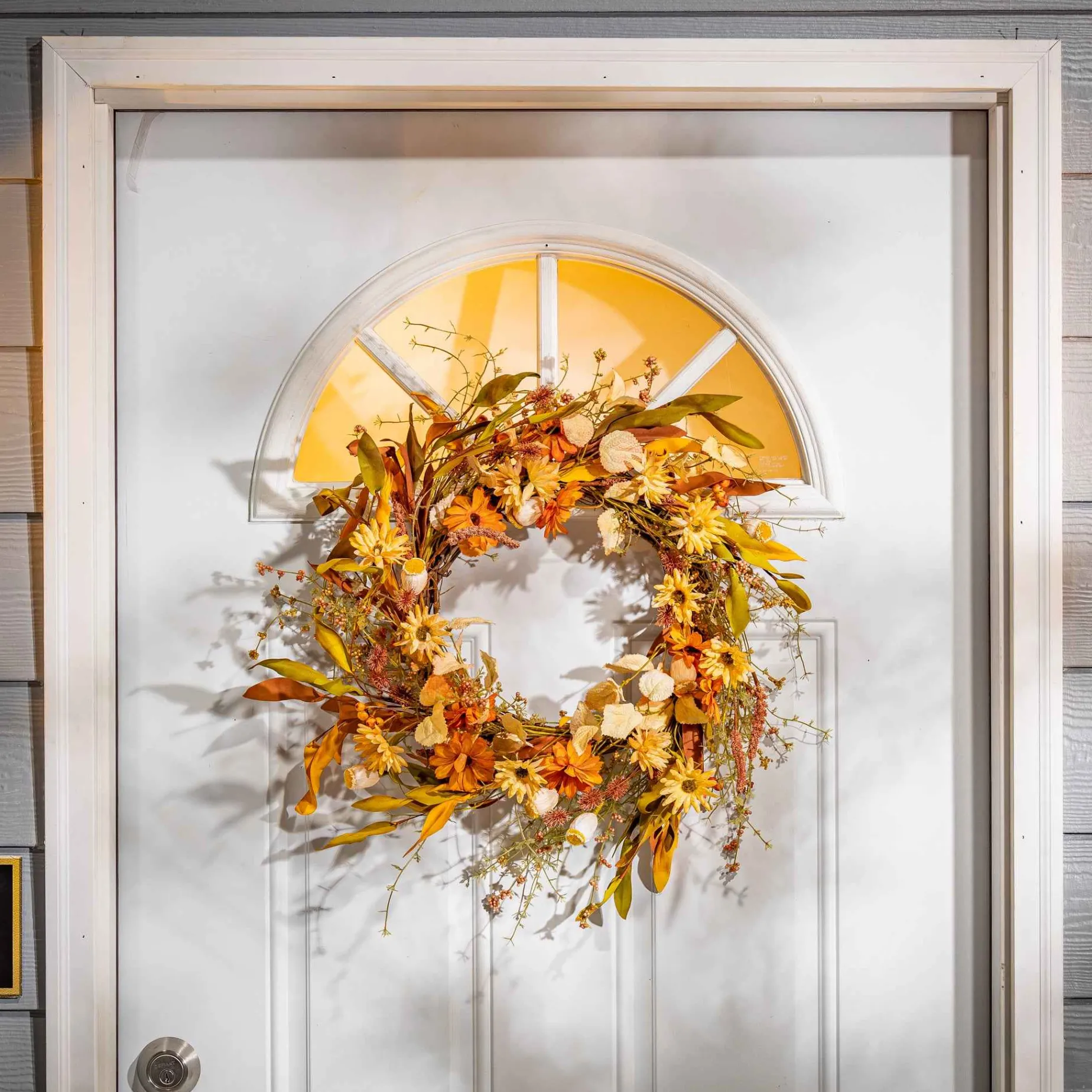 22-Inch Diameter Harvest Wreath With Fall Flowers And Berries