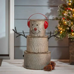 24-Inch-High Metal Snowman Figurine