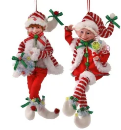 17In Fabric Bendable Candy Elf Ornament #Mtx65196