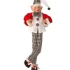 30In Fabric Black And White Checkered Plaid Bendable Elf