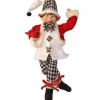 17In Fabric Black And White Checkered Plaid Bendable Elf
