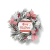 24 In Flocked Merry Christmas Wreath With Snowflakes