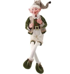 30In Forest Green Bendable Elf Ornament