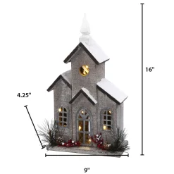 16-In H Battery- Operated Lighted Wood House With Pine And Berry Accent