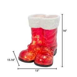 16.3-In H Battery- Operated Lighted Resin Holiday Santa Boots With 10 Led Lights