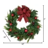 32 In Holiday Cedar Wreath With Red Bow And Christmas Ornaments