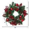 24 In Holiday Wreath With Pinecones, Red Berries And Ornaments