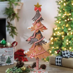 17.5In H Whimsical Gingerbread Christmas Tree Tabletop Figurine