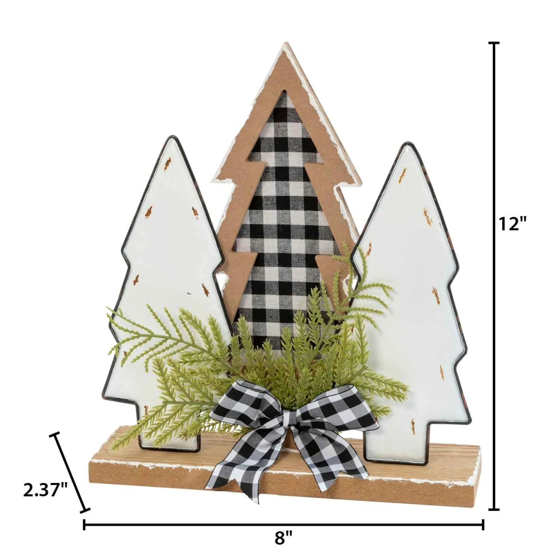 12-In H Wood Holiday Trees With Pine & Bow Accent