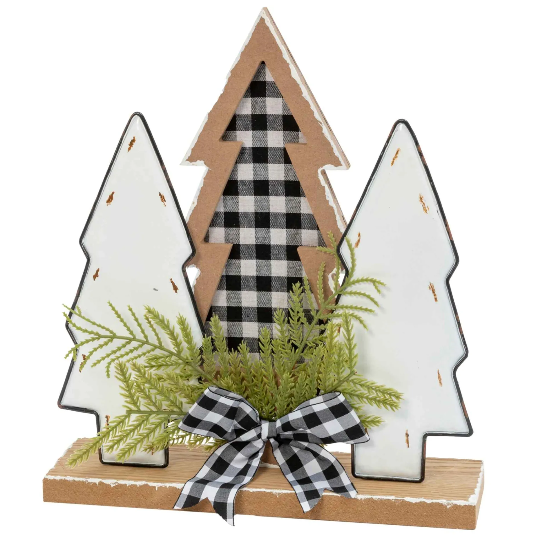 12-In H Wood Holiday Trees With Pine & Bow Accent