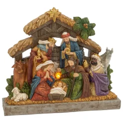 17.7-In L Battery- Operated Lighted Resin Nativity Stable With Figurines
