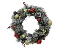 30In Pre-Lit Flocked Fairfield Wreath In Clear #114-Fgf1-30Wc1