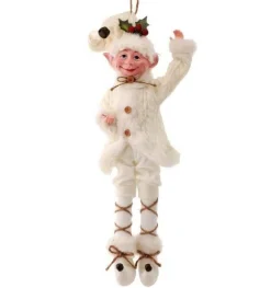 17In White Cable Knit Sweater Bendable Elf Ornament
