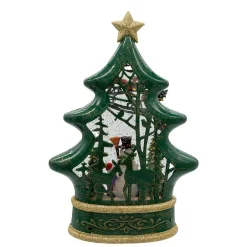 Kurt Adler 11.25-Inch Battery Operated Water Snowman Tree With Santa Sleigh