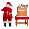 Kurt Adler 10.5-Inch Battery-Operated Fabriche Santa Decorating Led Gingerbread House Table Piece