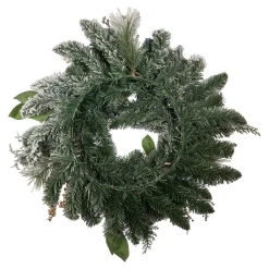Kurt Adler 24-Inch Blue And Gold Poinsettia Decorated Flocked Wreath