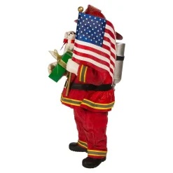 Kurt Adler 10.5-Inch Fabriche Fireman Santa With American Flag